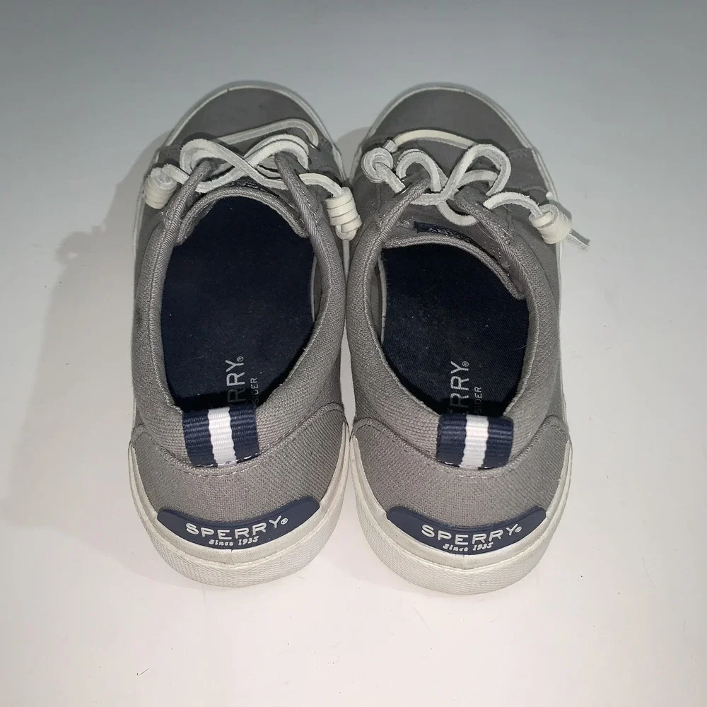 Sperry Boat Shoes Womens 8.5 Gray Canvas Pier Wave Sneaker STS85103